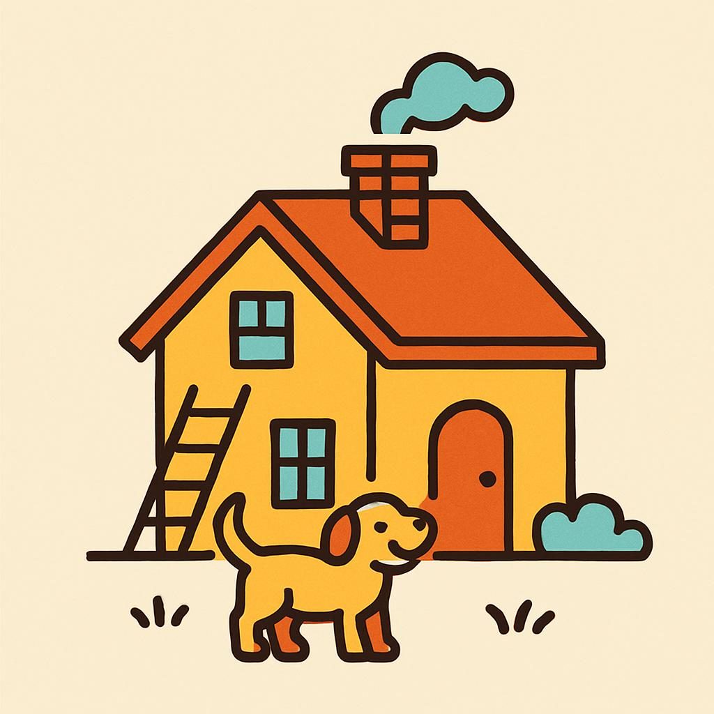Drawing of a house with a chimney